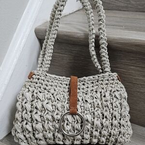 Handcrafted Beige and Brown Woven Bag